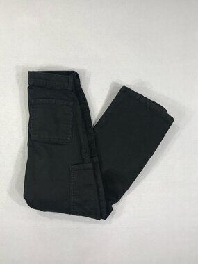Denim Diva Pants Girl's 12 Black Cargo Low Rise Wide Leg Stretch Button Pockets